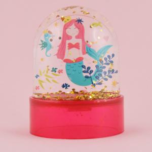 Boule à neige sirène, paillettes or, Ø 5 cm - 7 cm hauteur